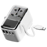 Momax World+ Flow 35w 4 Port Charger Is A Universal Travel Charger Featuring A Compa And Lightweight Design. It Includes 4 Ports (2 Usb A And 2 Usb C) With A Built In Retraable Usb C Cable White